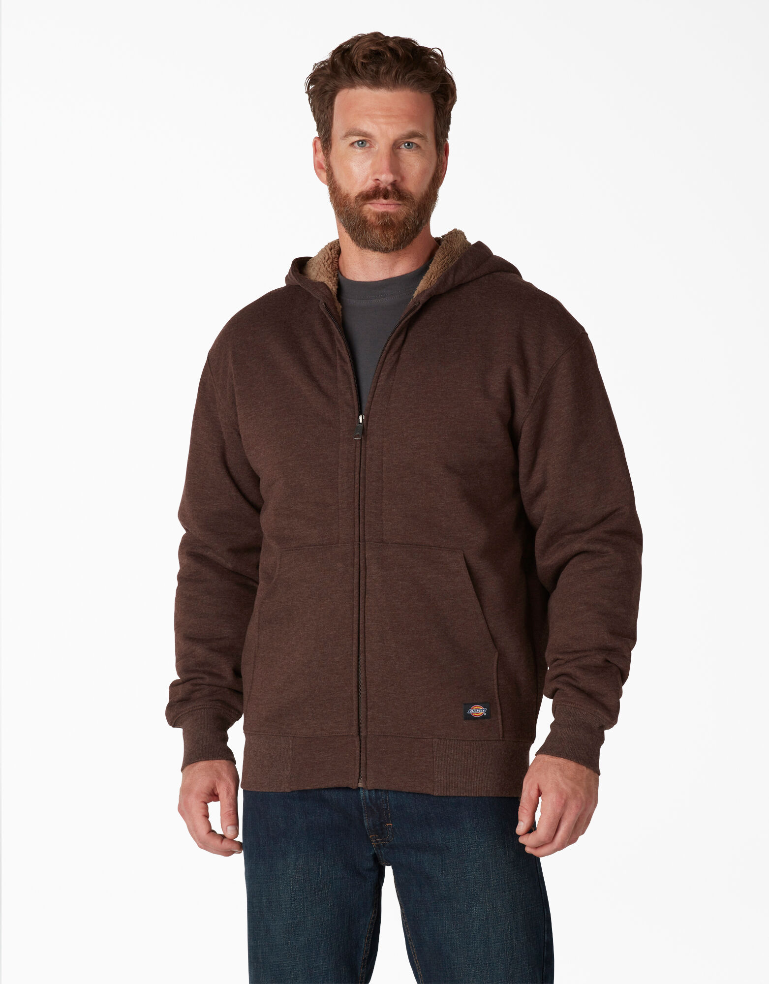 Men Full Zip Fleece Hoodie Sweatshirt Splicing Tie Dyeing Long Sleeve Soft Sherpa Lined Winter Jacket
